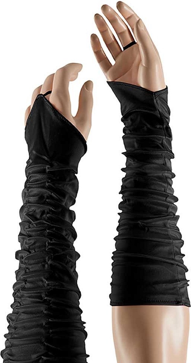 Apollo - Satijnen handschoenen princess zwart one size