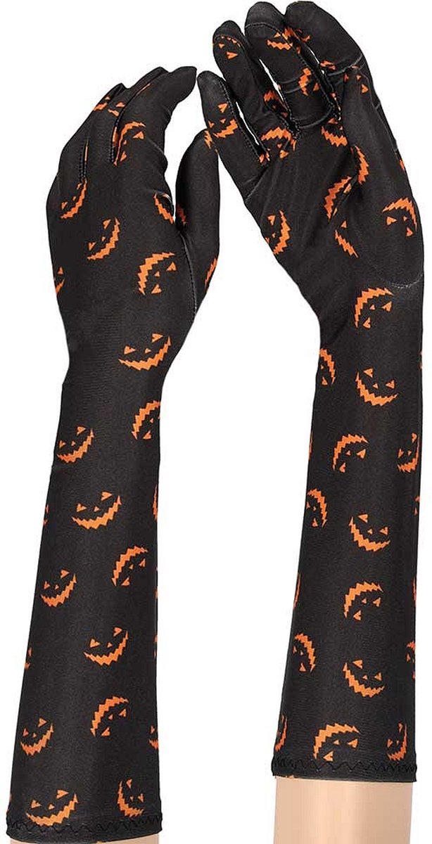 Apollo - Satijnen handschonen - Pompoen Halloween - 40cm