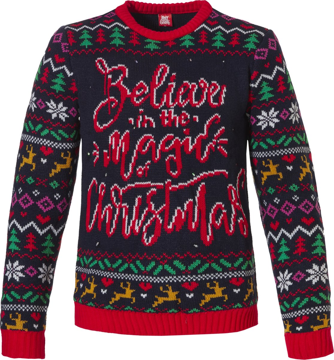 Apollo Foute Kersttrui Dames Met Verlichting Led Lampjes Navy - Maat S