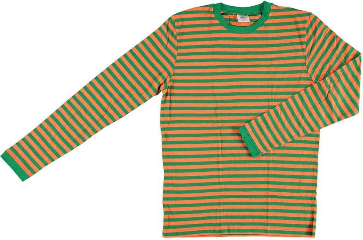 Apollo Verkleedshirt Stripes Dames Katoen Oranje/groen Mt M