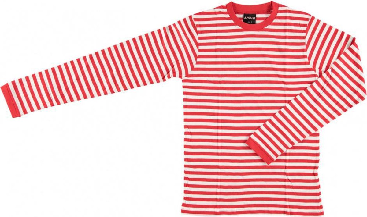 Apollo Verkleedshirt Stripes Junior Katoen Rood/wit Mt 152/164