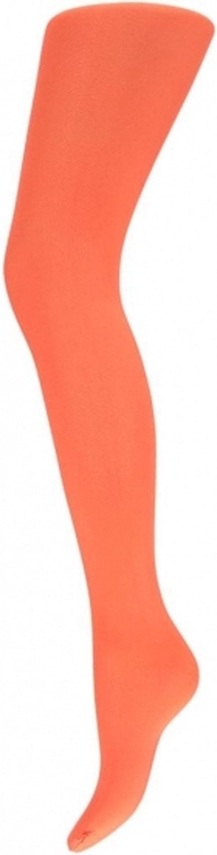 Carnaval verkleed panty voor dames - fluor oranje - 60 denier - microfibre - kousen - verkleedkleding L/XL