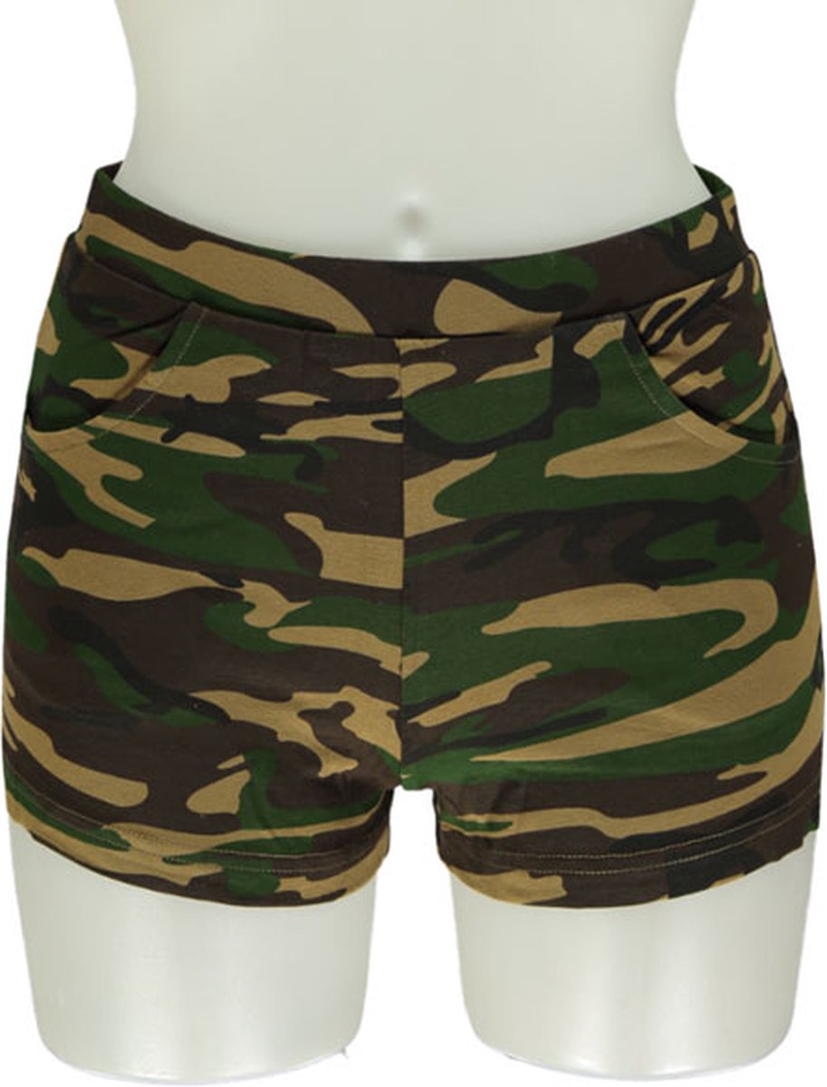 Dames hotpants met print - hotpants carnaval camouflage design s/m