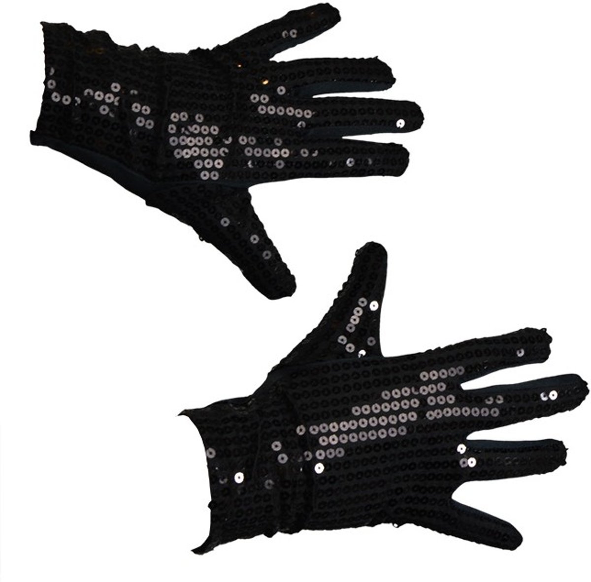 Handschoenen met zwarte pailletten one size