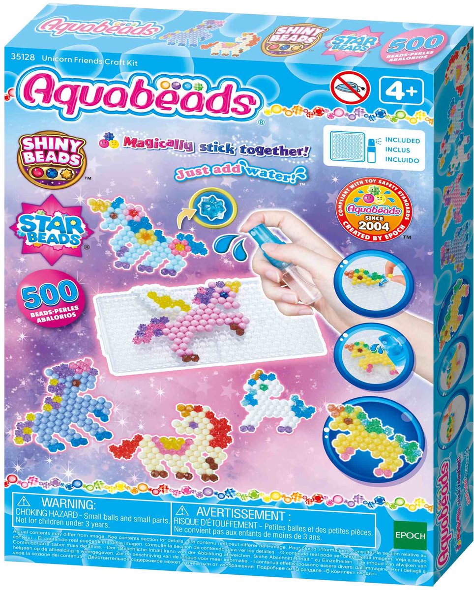 Aquabeads Unicorn Friends Craft Kit- complete set met 500 parels in 27 kleuren