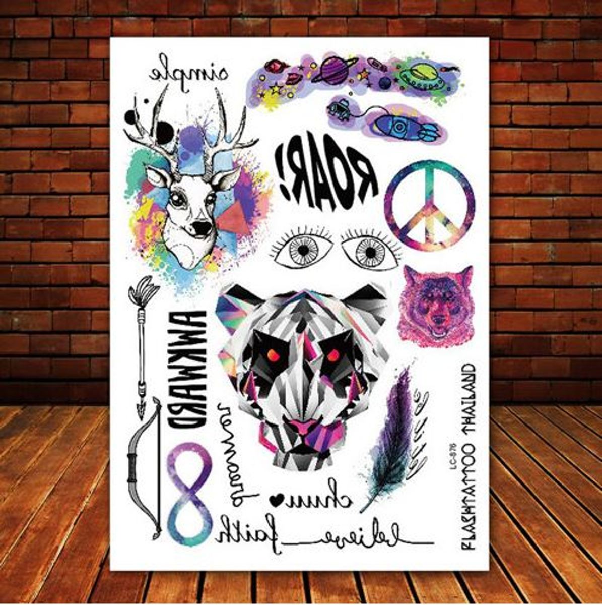 Plak Tattoos - Kleurrijke Metallic Tattoo - Body Choker - Tijdelijke Tatoeage - Festival Tatoes - Zomer feest tatoeages - Tattoo - 1 vel Peace Panther