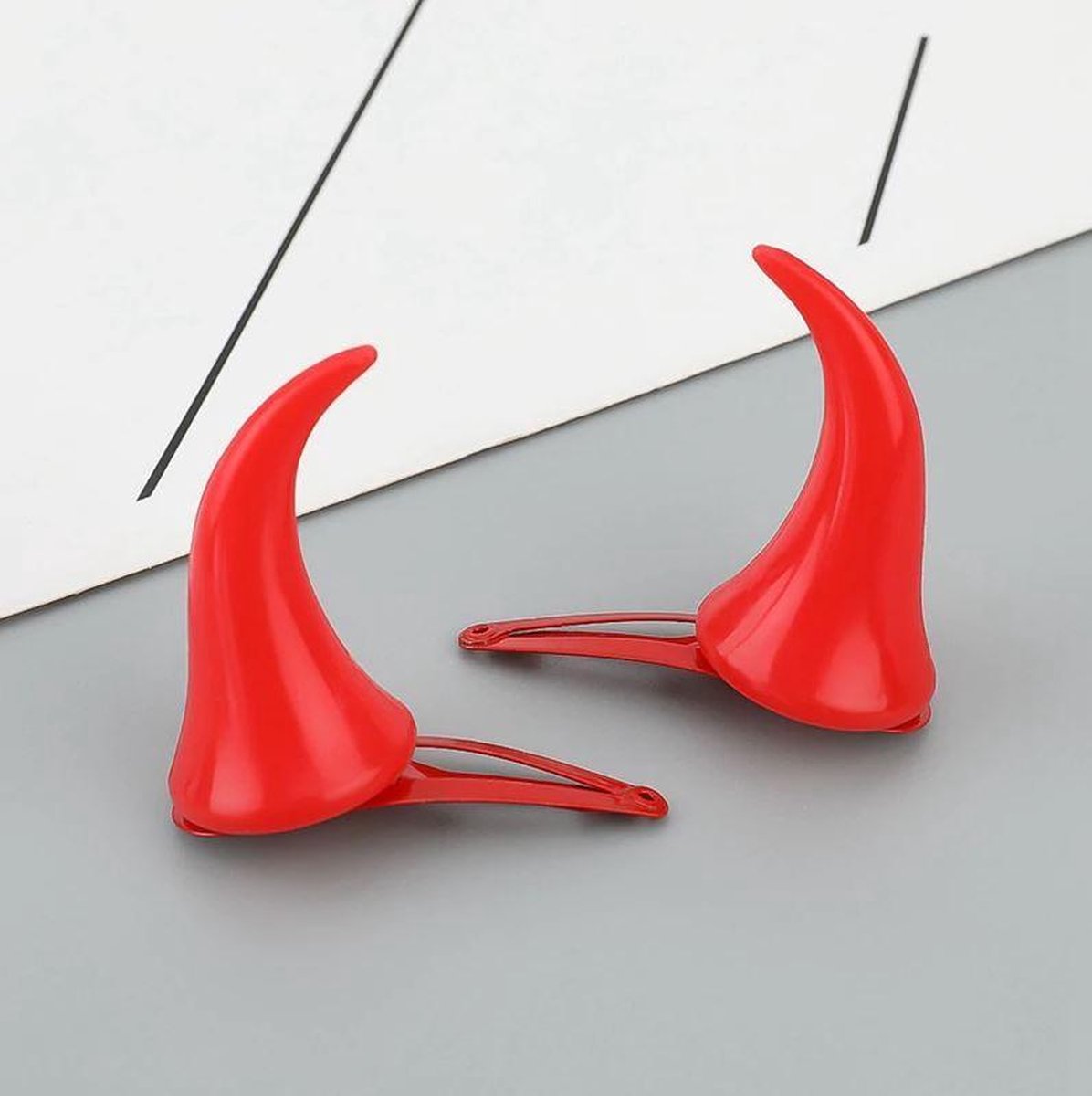 Duivel hoorntjes clips - Punk en Halloween haarspelden - Devil Rood - 2 stuks