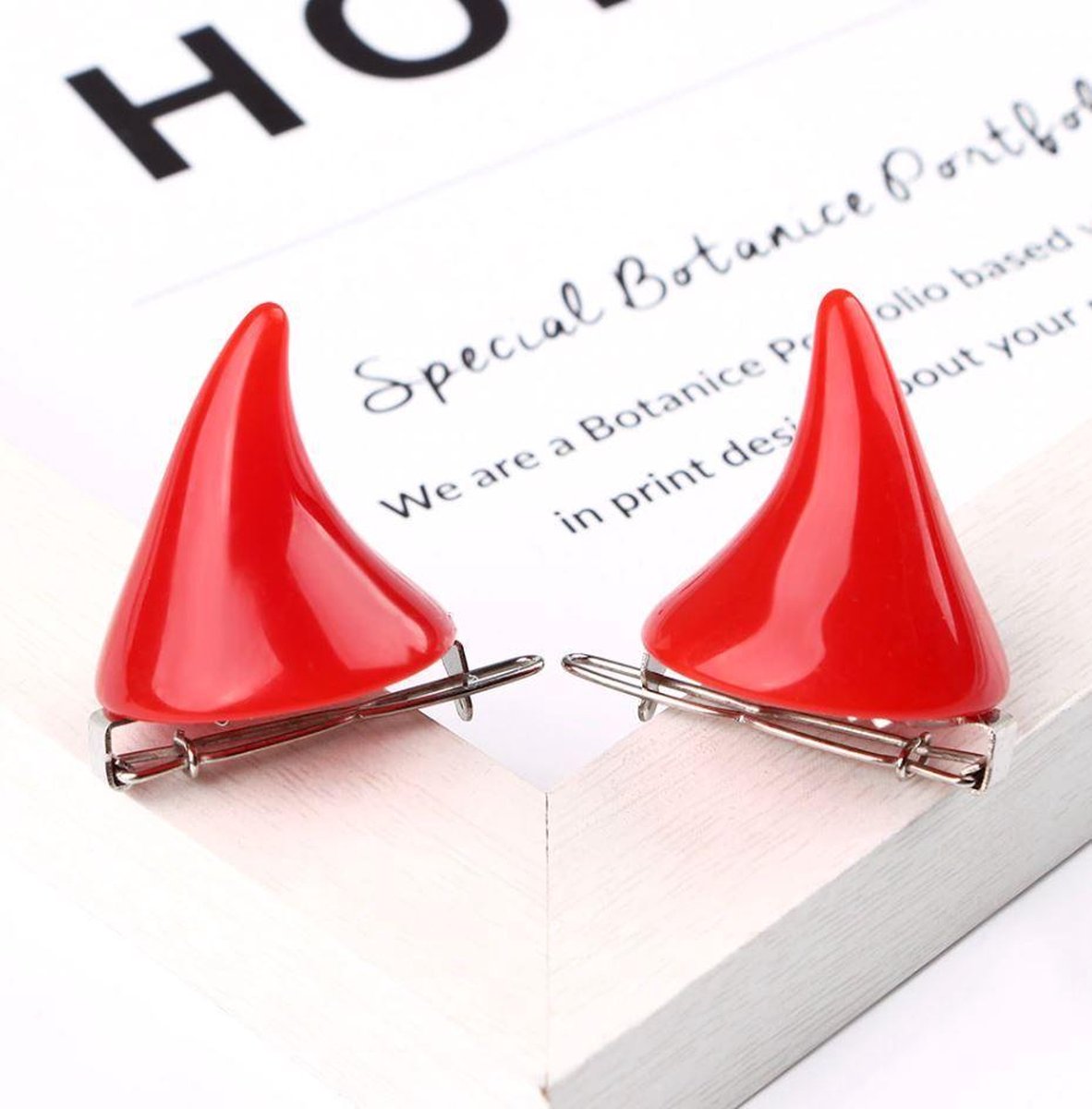 Duivel hoorntjes clips - Punk en Halloween haarspelden - Rood - 2 stuks
