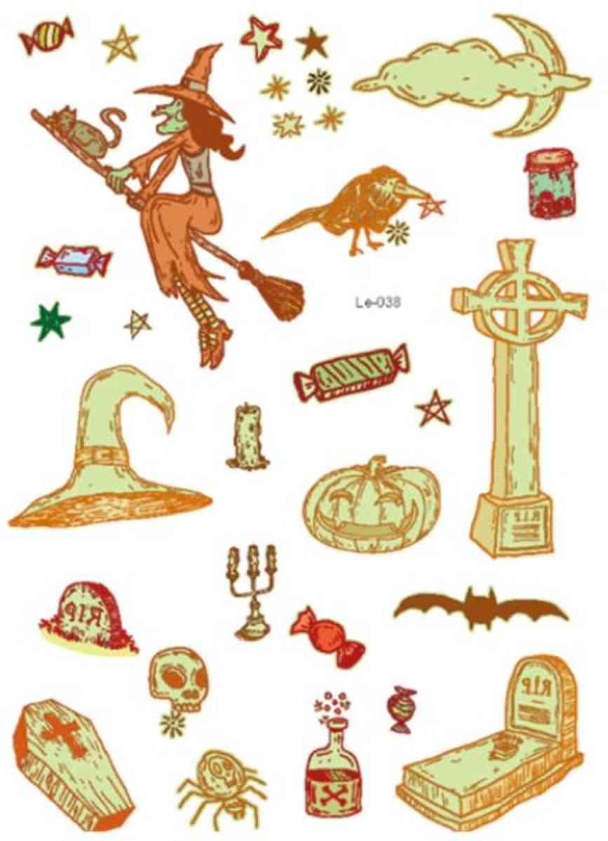 Halloween Nep Tattoo - Glow in the Dark - Candy Corn