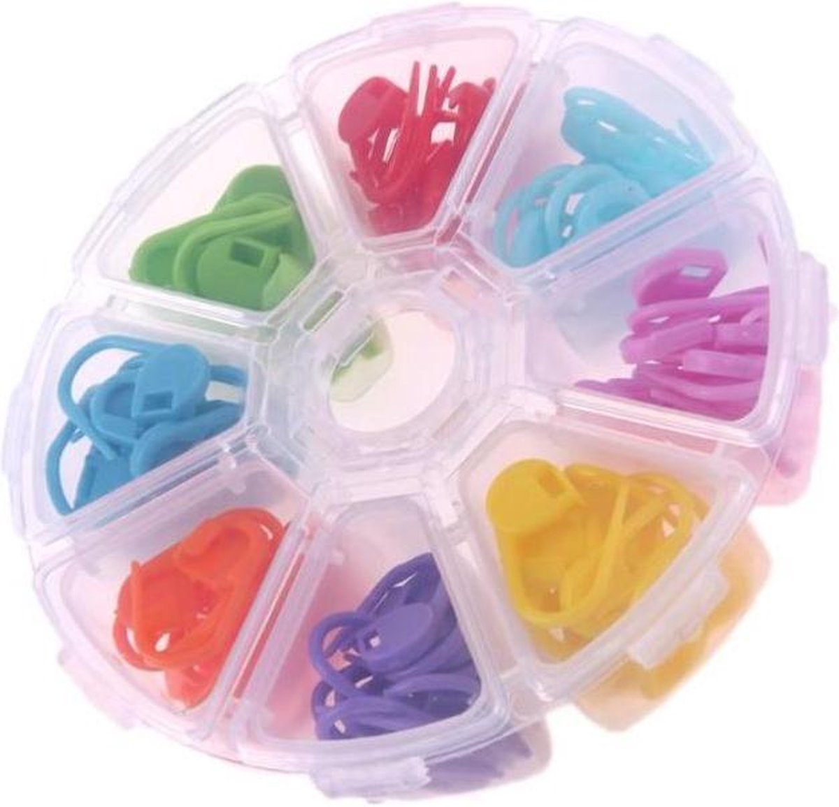  s met Doosje - Breimarkeerders / Stitch markers / Stekenmarkeerringen - Voor Breien, Haken en Borduren - 104 stuks multicolor