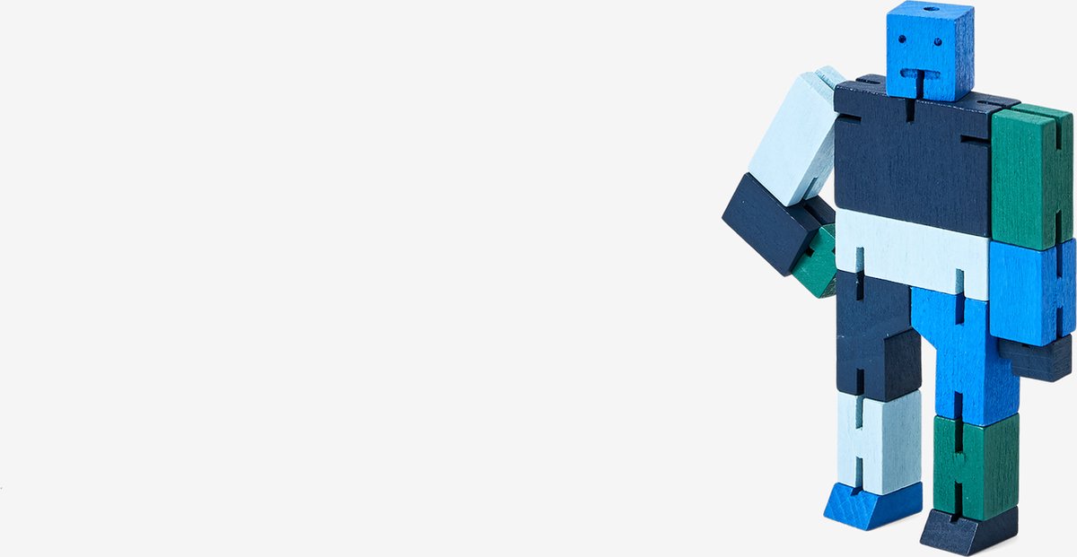 Areaware - Robot Puzzel Cubebot - Micro - Multicolor Blauw