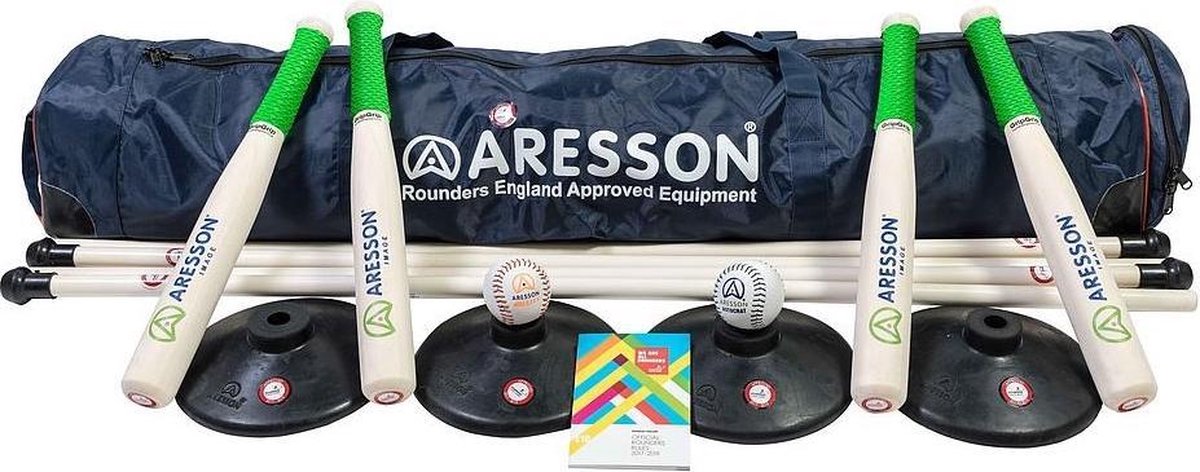 Aresson Rounders Set School Leer/hout Blank/groen 16-delig