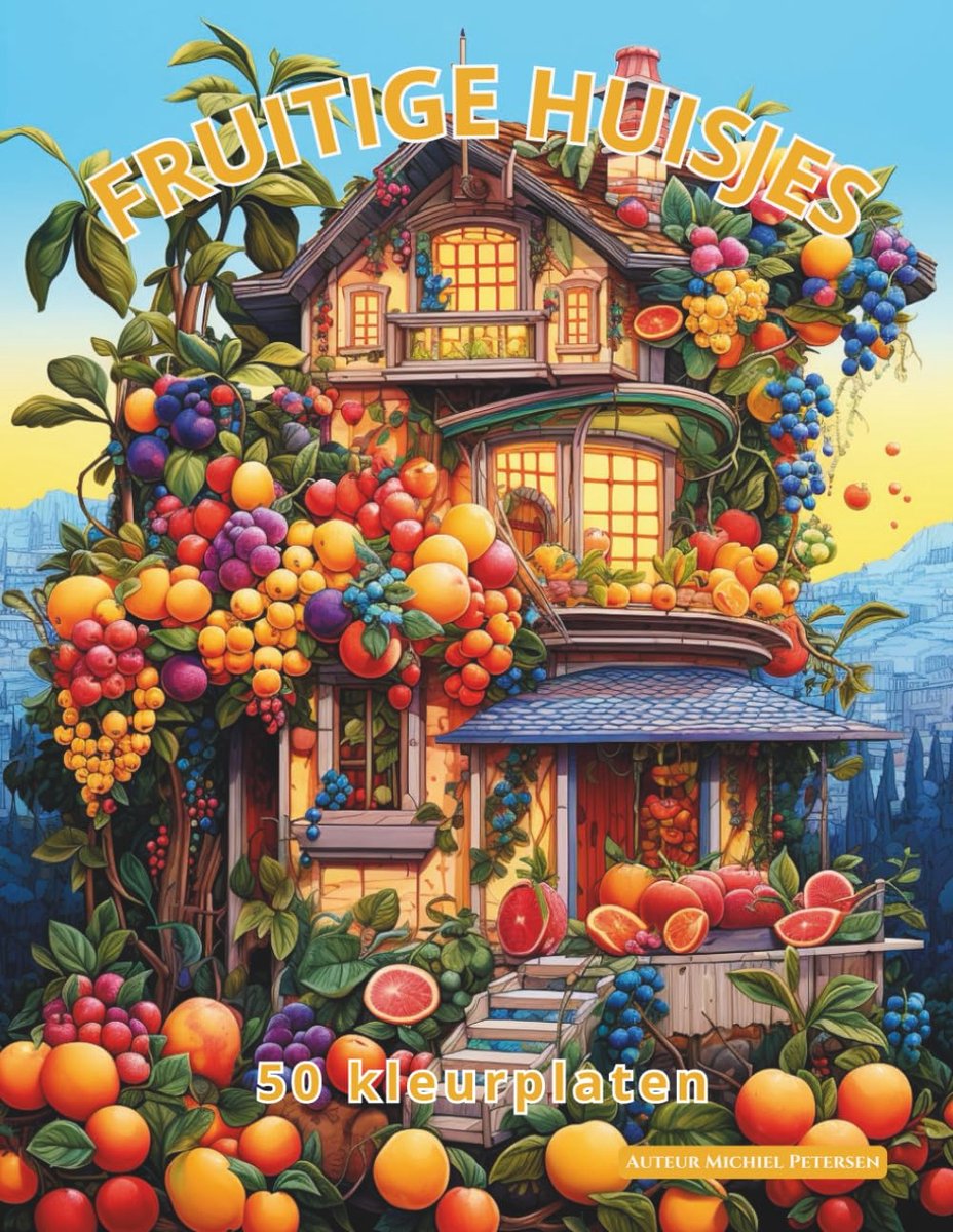 Artfull Pixels - Kleurboek - Fruitige Huisjes Kleurboek – 50 Fantasievolle Huizen in de Vorm van Fruit om in te Kleuren – Voor Kinderen en Volwassenen