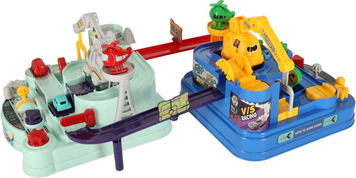   AutoStad Blauw - Auto Speelgoed met Accessoires - Helikopter - Politie -& 5 Jaar - Rescue City Speelgoed Auto - Mechanische   - XXL