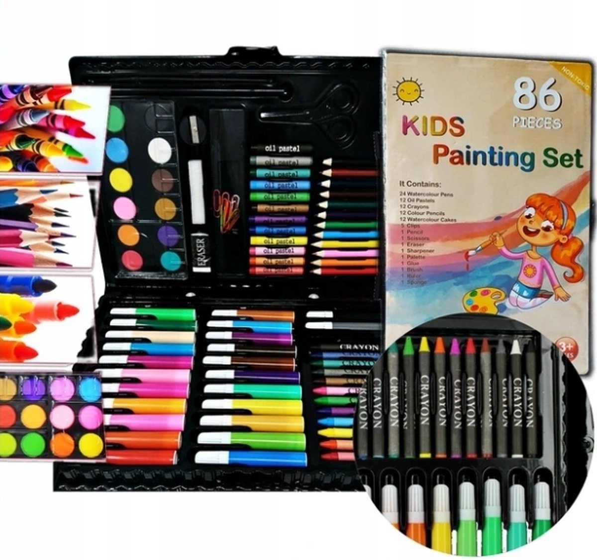 Ariko L tekendoos  86 delig - Tekenkoffer - Tekenset - Tekenpakket - Tekenset voor Kinderen & Volwassenen