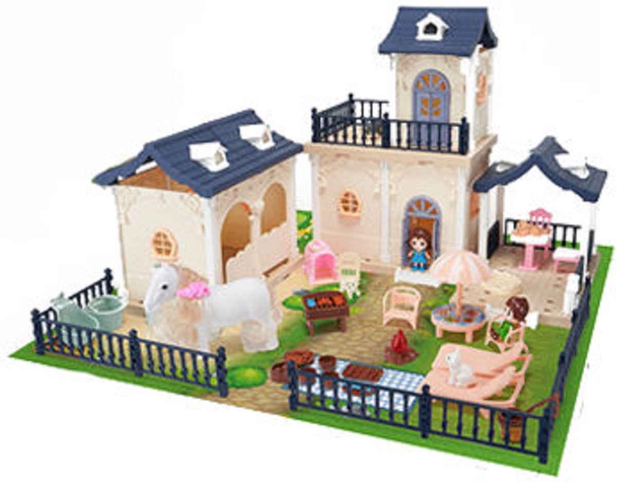 Ariko Luxe Villa Poppenhuis met paardenstal - 180 delig - zeer uitgebreid