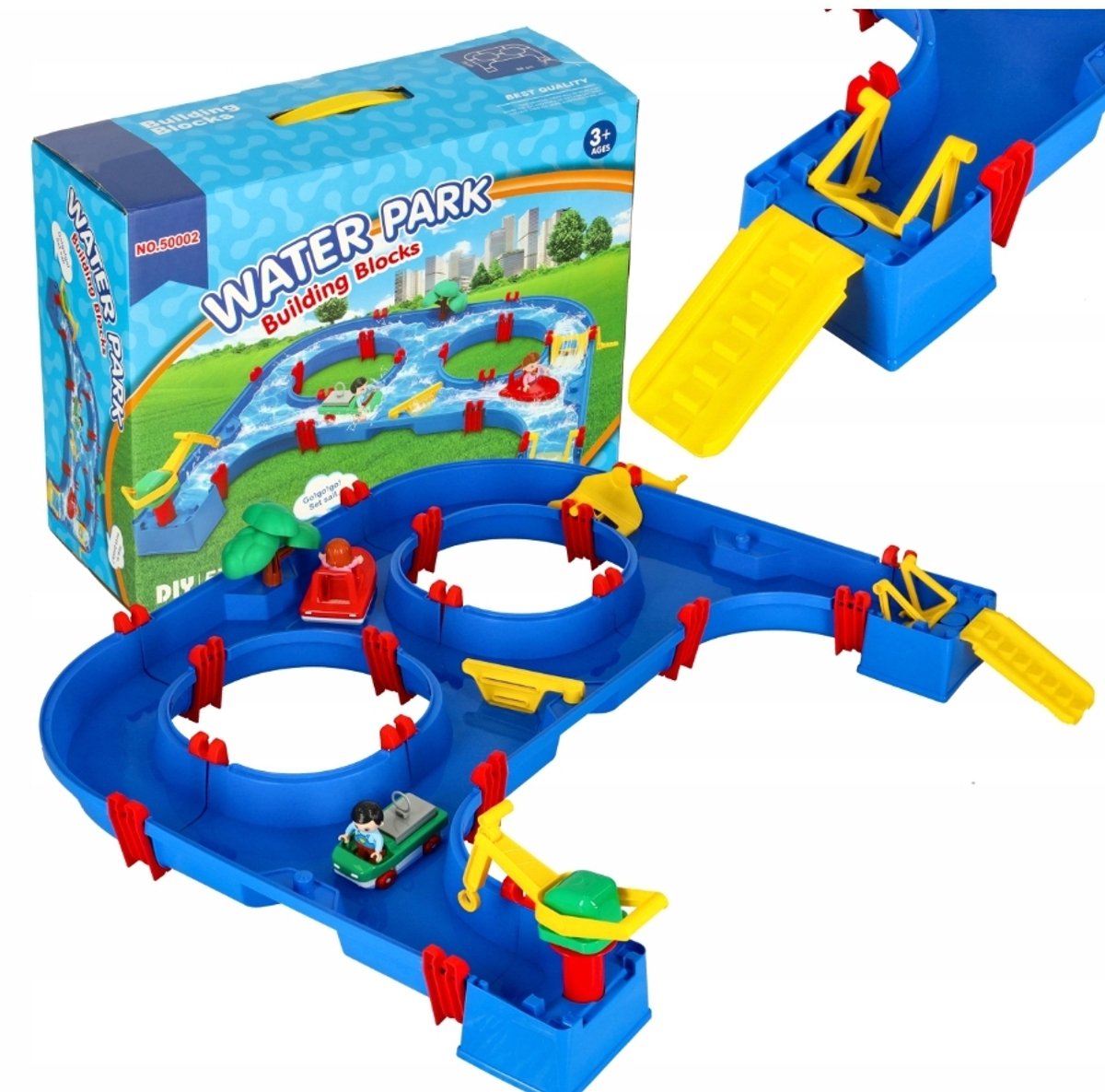 Ariko Waterpark Tuinspeelgoed - Waterbaan - 57-Delig - Met Kraan, Boot, Poppetje En Nog Veel Meer - Multikleurig