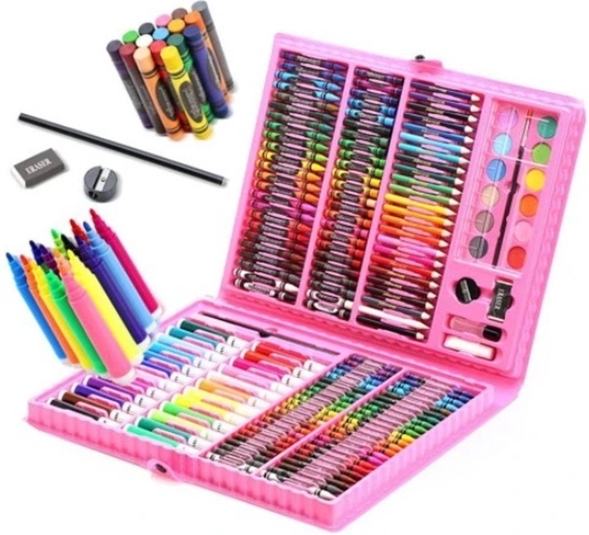 Ariko XL tekendoos roze 168 delig - Tekenkoffer - Tekenset - Tekenpakket - Tekenset voor Kinderen & Volwassenen