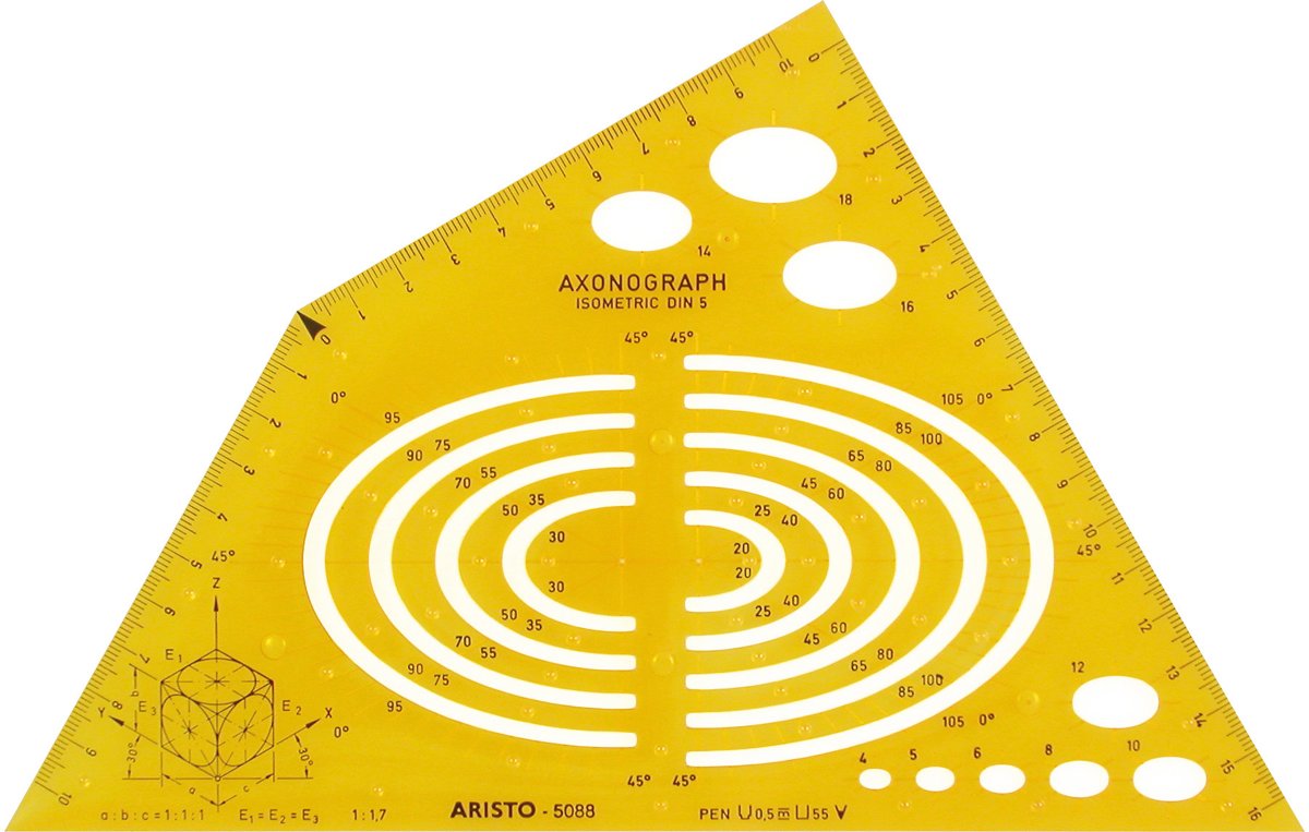 tekensjabloon axonograph Standargraph Isometric, 240x135x1,2mm