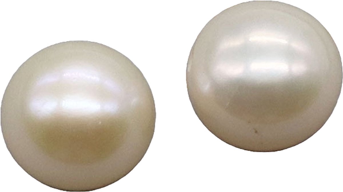 Art & Pearls - 2 half ronde zoetwaterparels 9-9,5 mm voor ringen of oorbellen - half doorboorde button parels