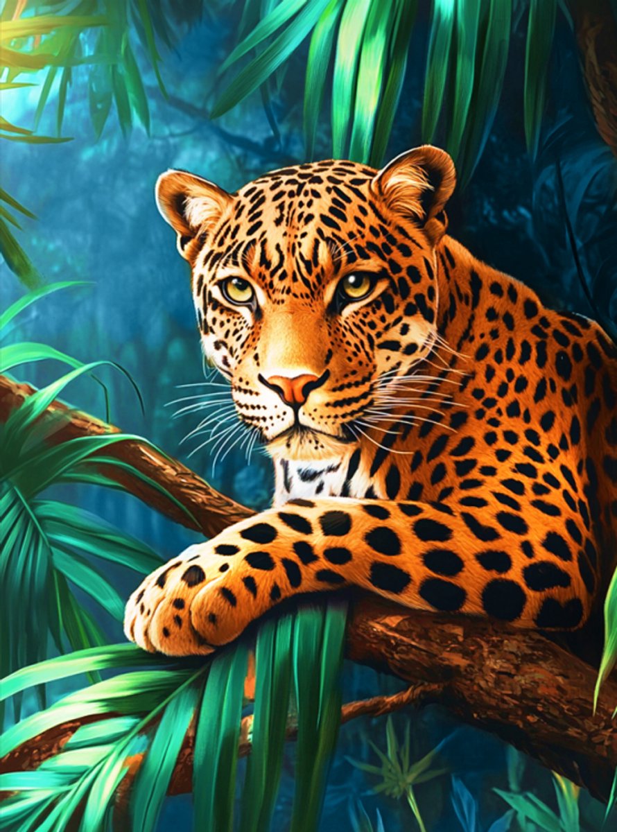 Diamond Painting - Canvas op houten frame - Luipaard - 30 x 40 cm