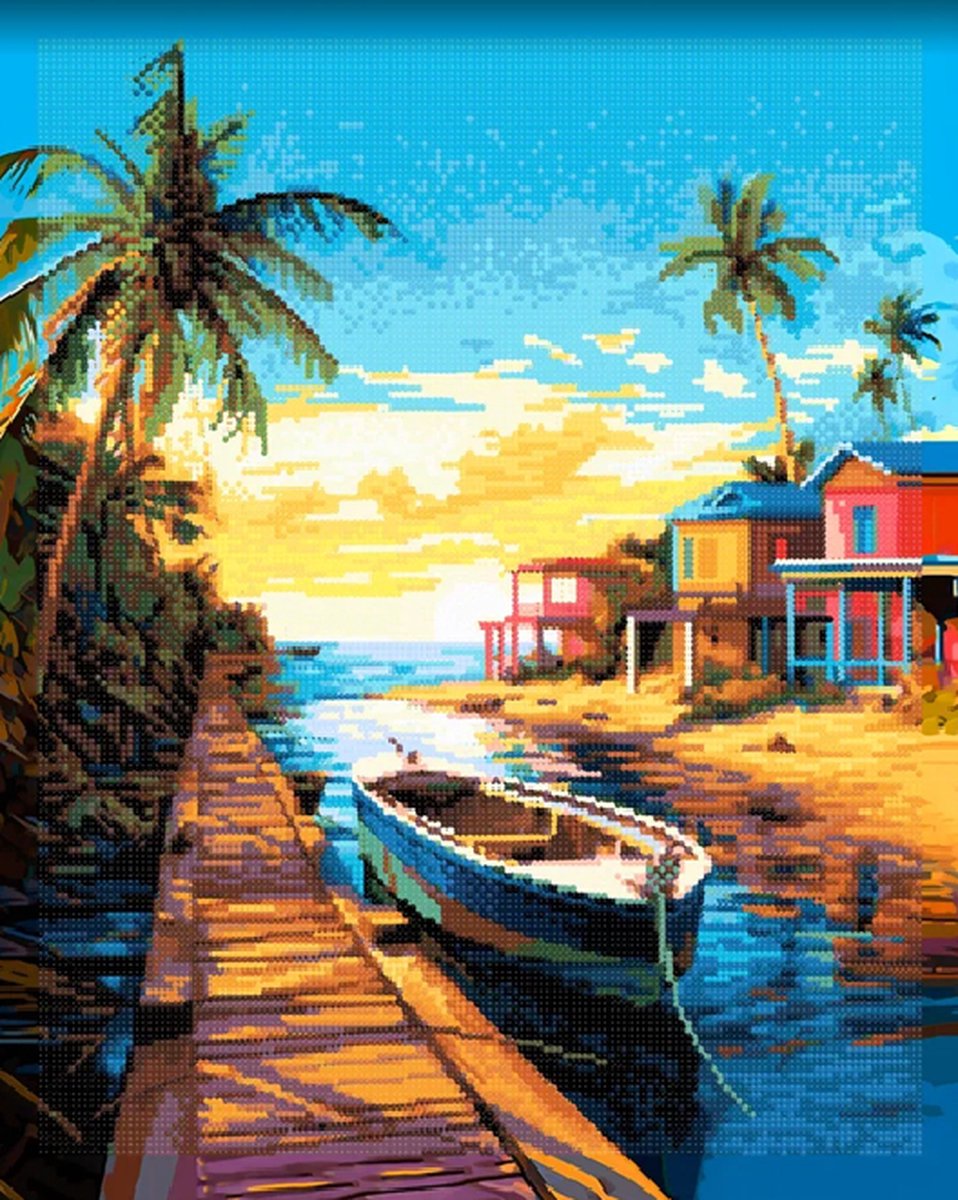 Diamond Painting - Canvas op houten frame - RUSTIGE HAVEN - 30 x 40 cm