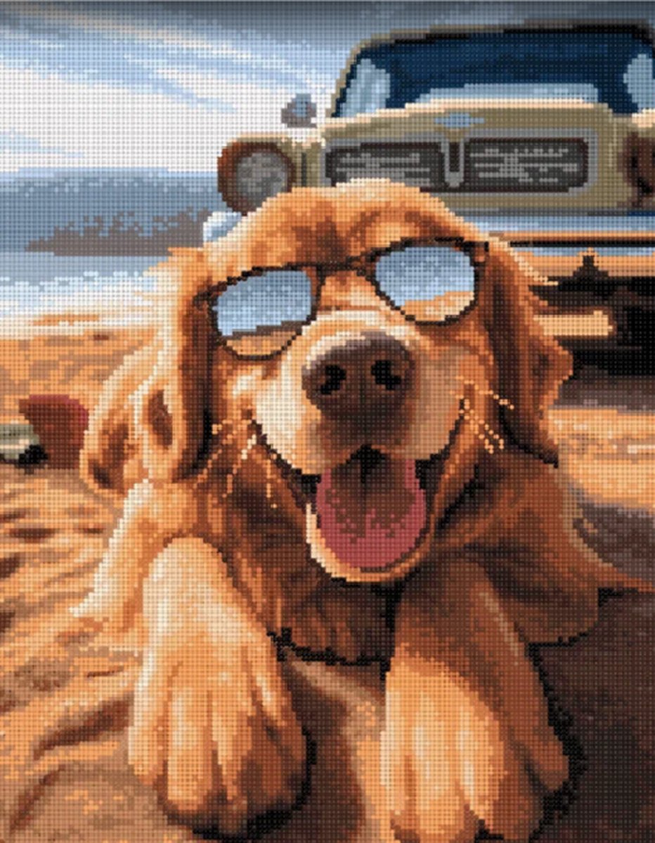 Diamond Painting - Canvas op houten frame - STRANDVAKANTIE - 30 x 40 cm