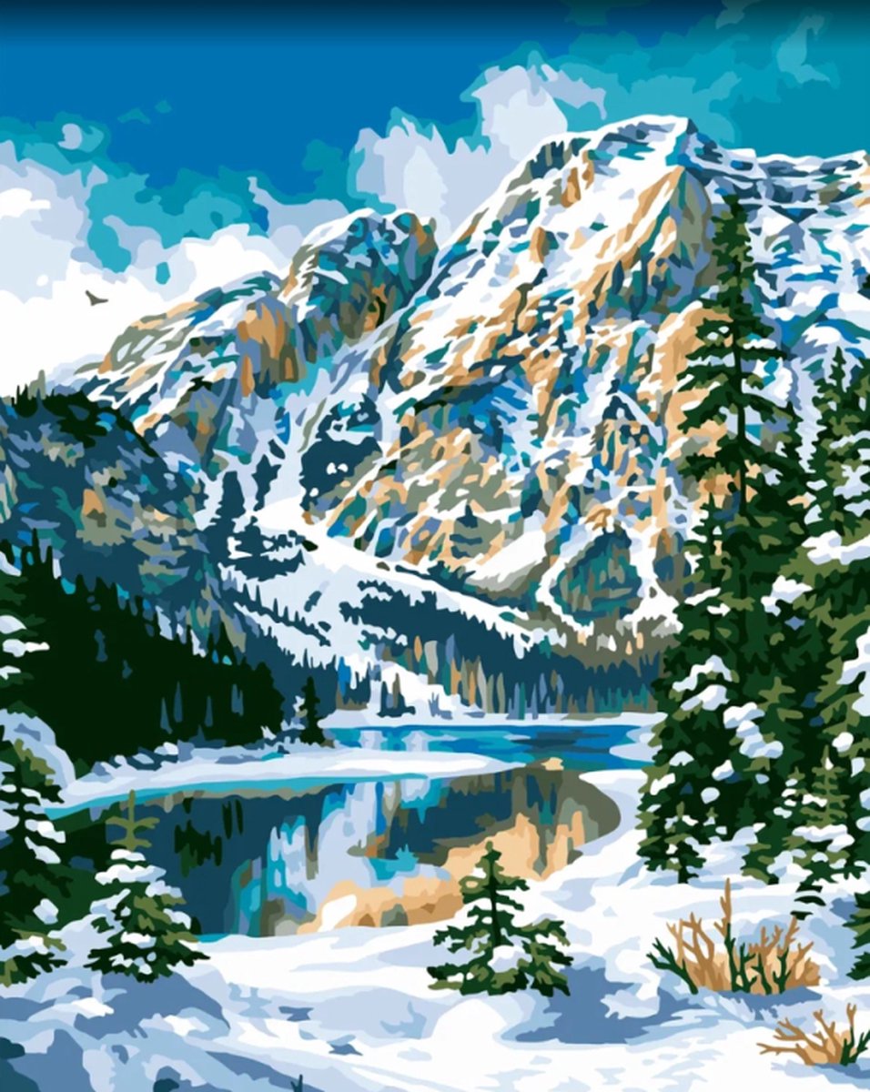 Diamond painting op kader 40x50 cm Winter in the mountains