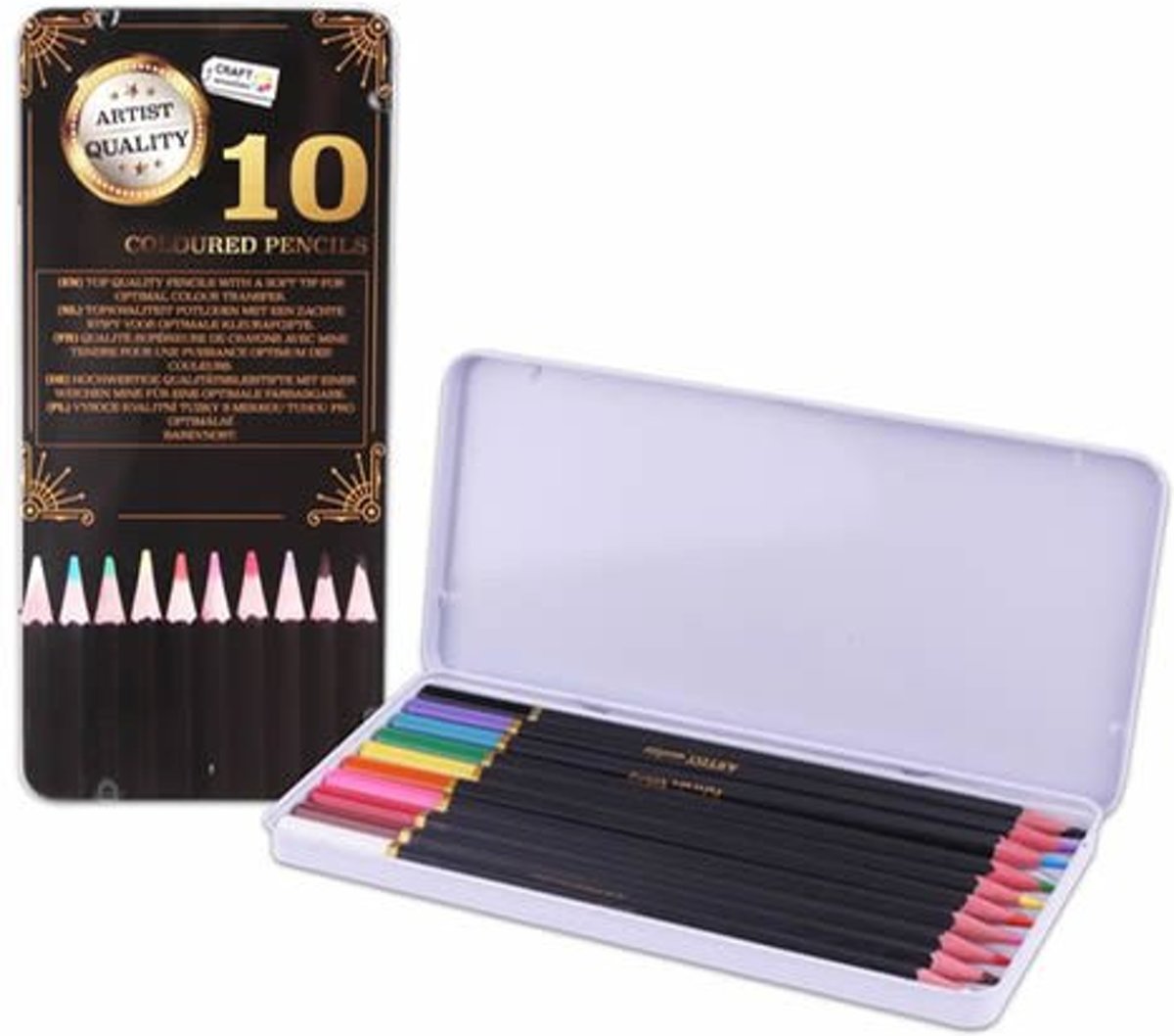Art Sensations Fine Art kleurpotloden, metalen blik à 10 stuks