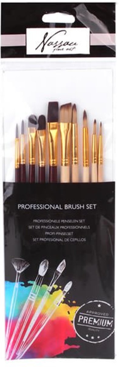 Art Sensations Nassau Fine Art Professional penselen-set, 10-delig