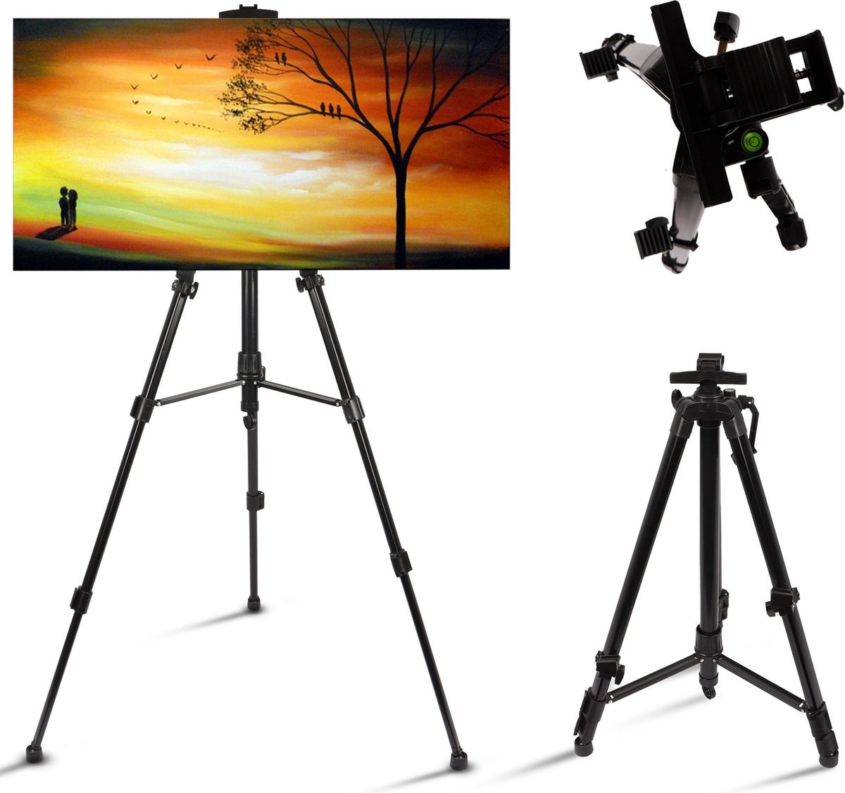 Schildersezel ezel voor volwassenen schilderen schildersdoek - Aluminium - Tafelezel - Schildersezels - Verven - Veldezel - Schilderset - Atelierezel - Verstelbaar - Inklapbaar - Met draagtas -