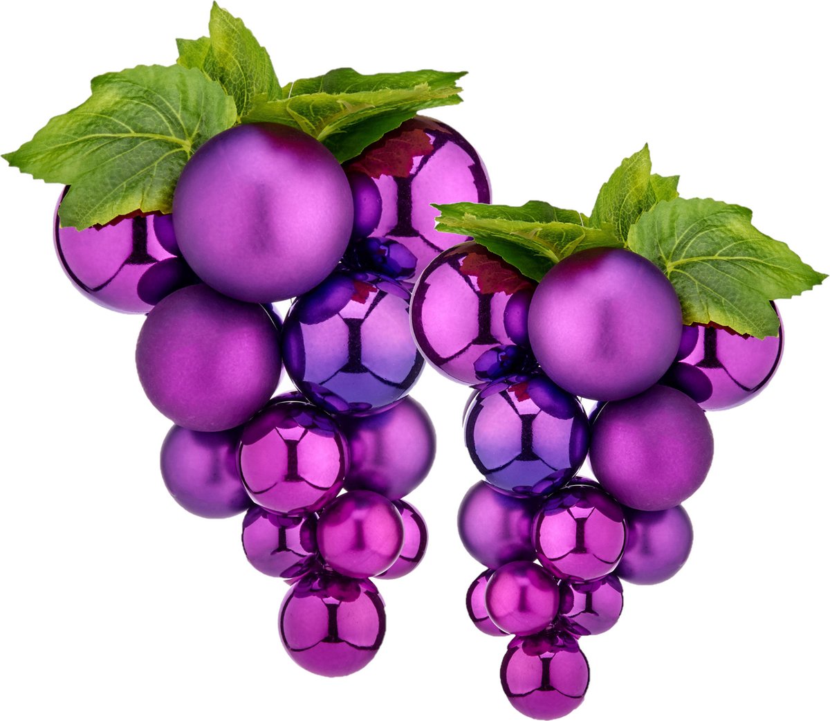 Druiventros namaakfruit/nepfruit - 20 en 24 cm - paars - 2x stuks - kunststof