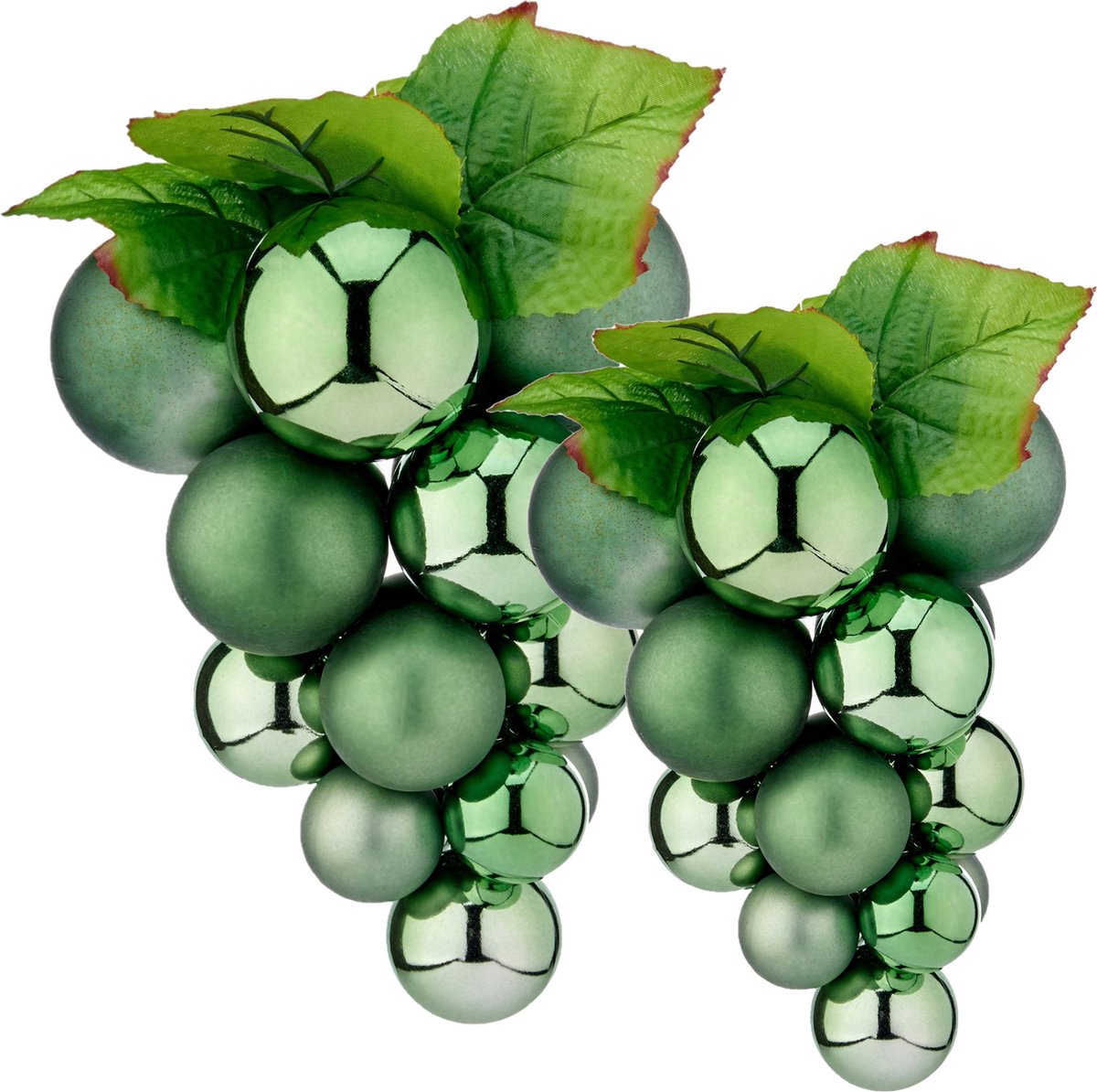 Druiventros namaakfruit/nepfruit - 28 en 33 cm - groen - 2x stuks - kunststof