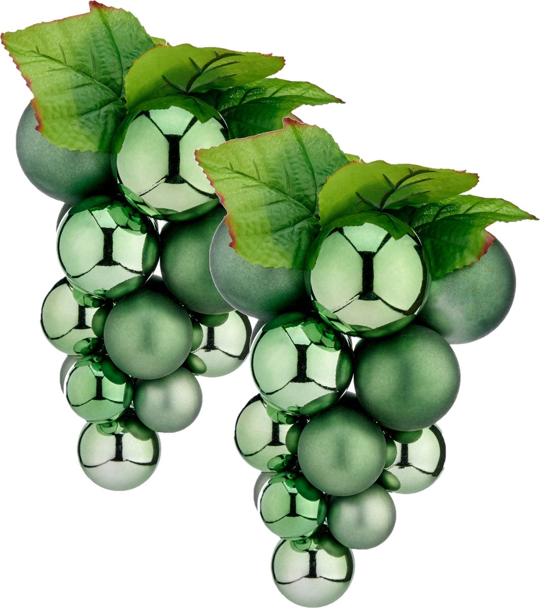 Druiventros namaakfruit/nepfruit kerstdecoratie - 24 cm - groen - 2x stuks