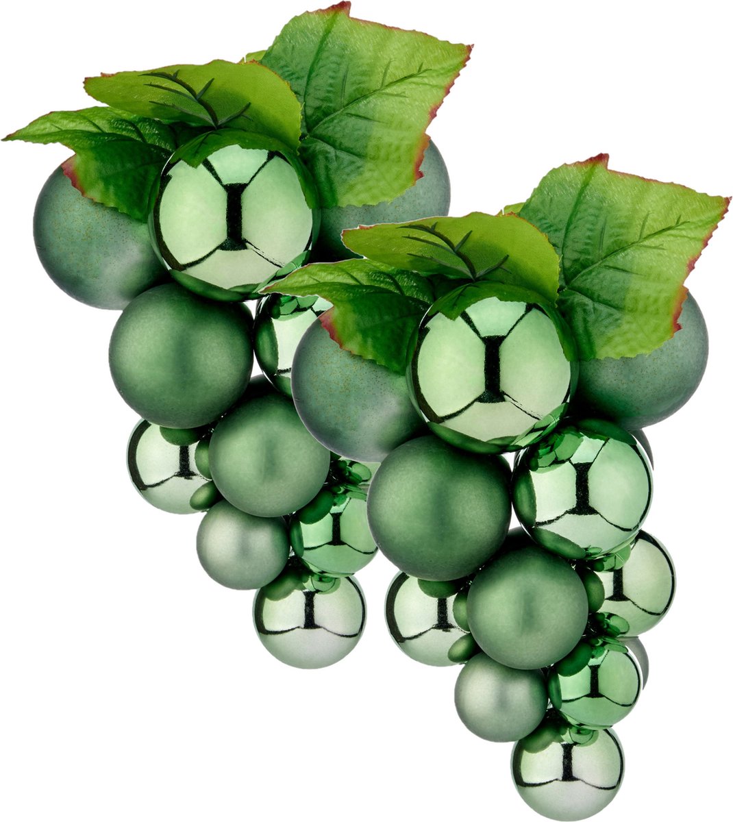 Druiventros namaakfruit/nepfruit kerstdecoratie - 33 cm - groen - 2x stuks