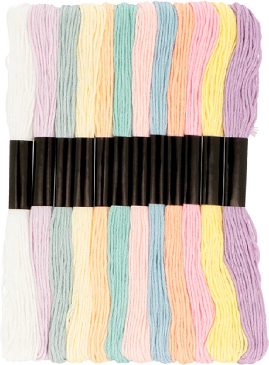 12 pastel katoenen draden 8 m -  