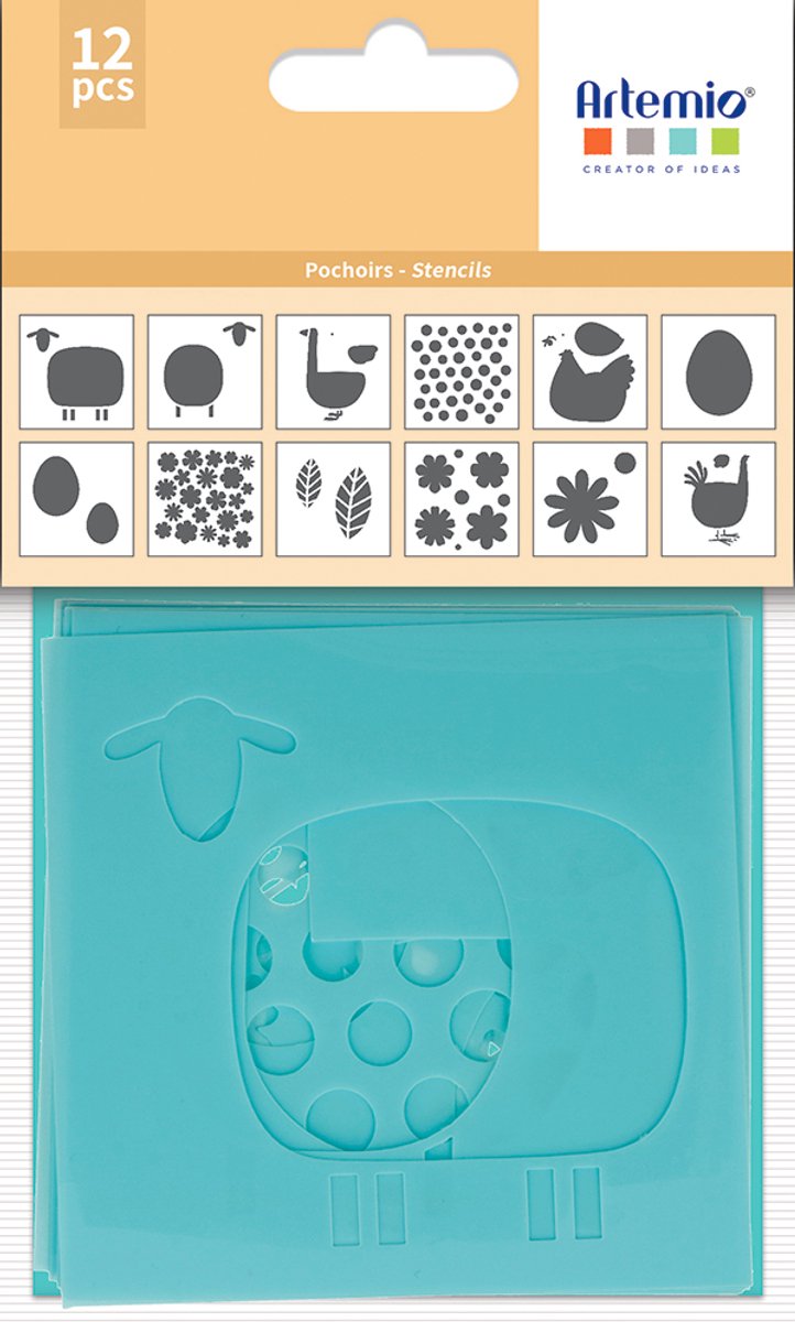 12 sjablonen dieren 9x9 cm - Artemio