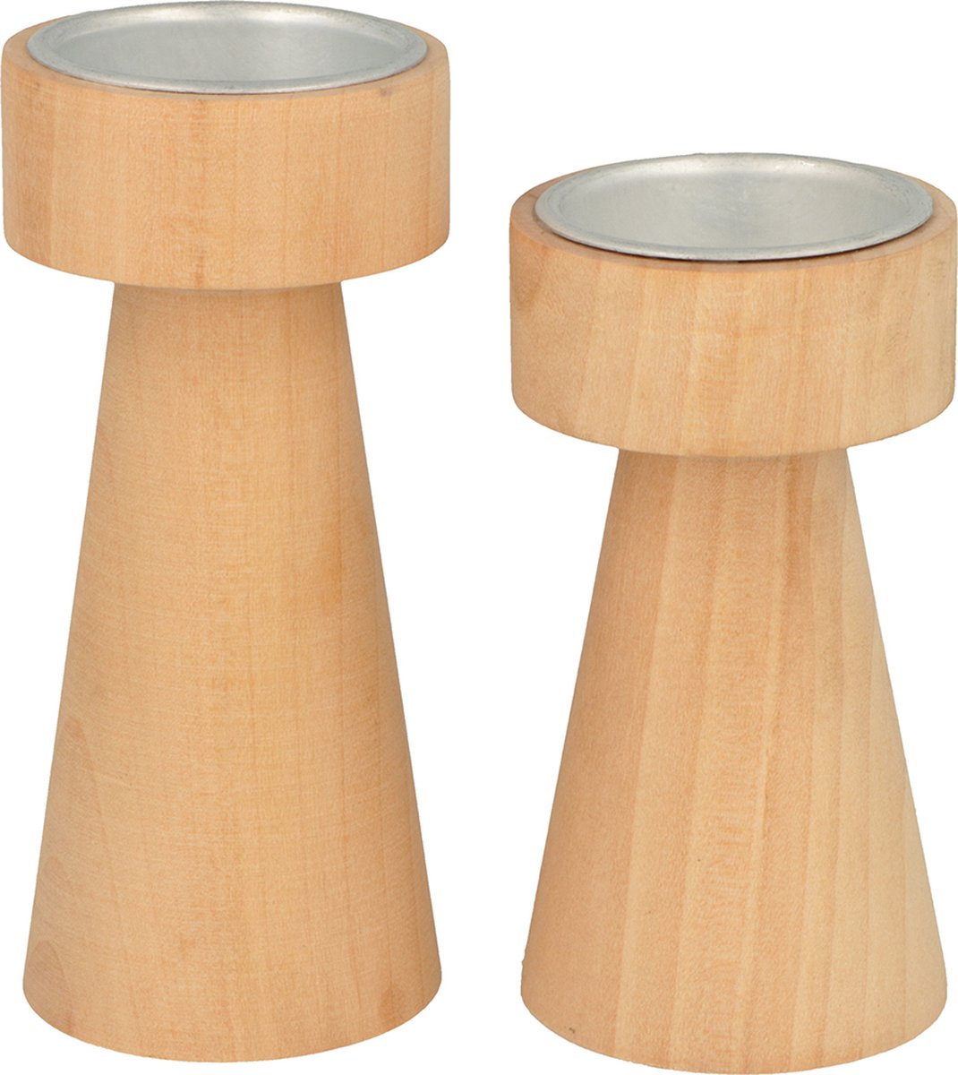 2 houten kaarsenhouders - Artemio