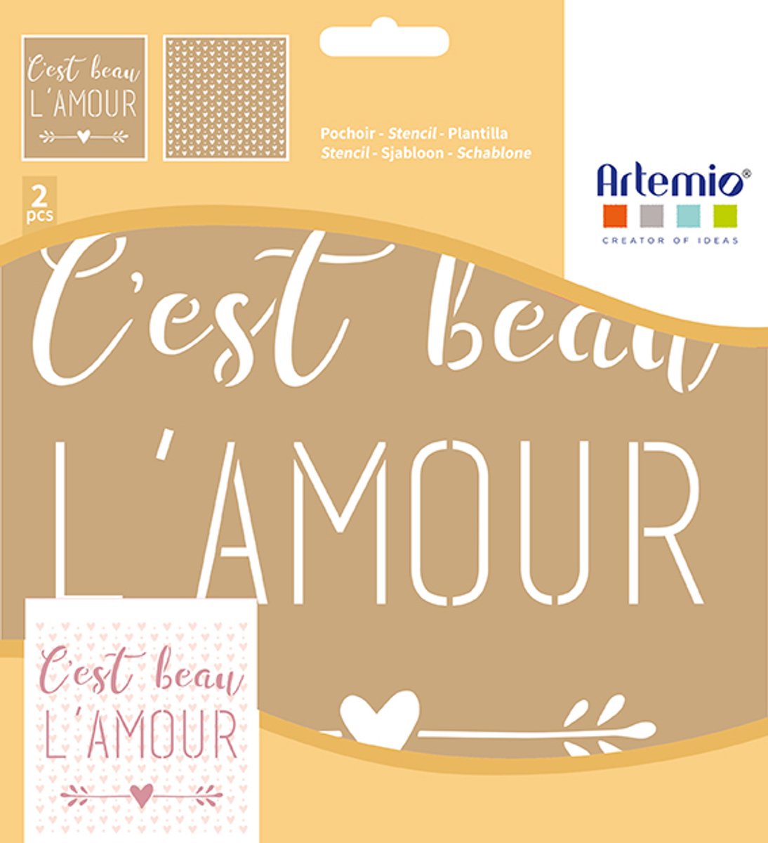2 kraft stencils amour 20x20cm - Artemio