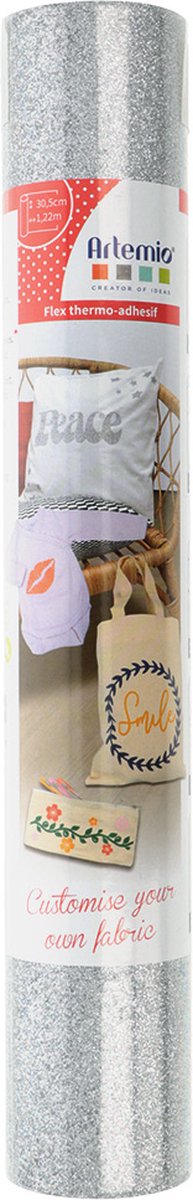 Artemio rol flex thermoklevend zilver glitter 30,5 cm x 1,22 m