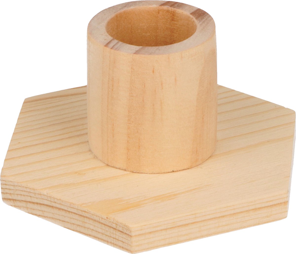 Houten kaarsenhouder zeshoekig 9 cm - Artemio