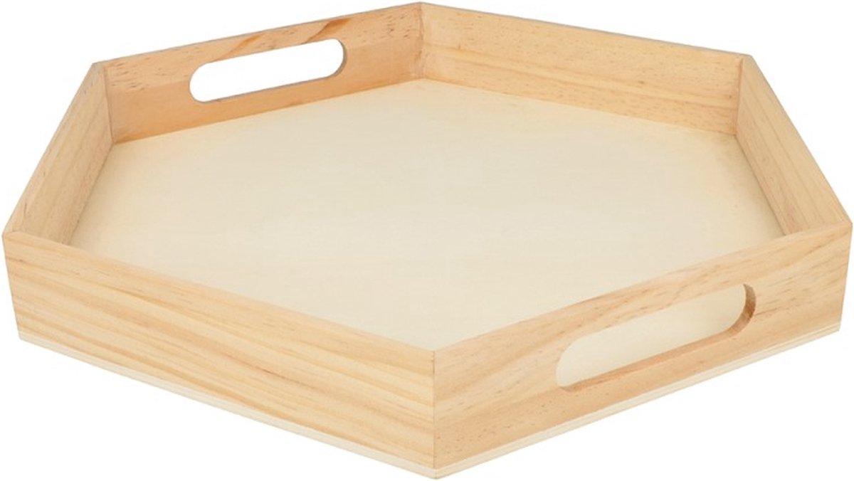 Zeshoekige houten dienblad 34 cm - Artemio