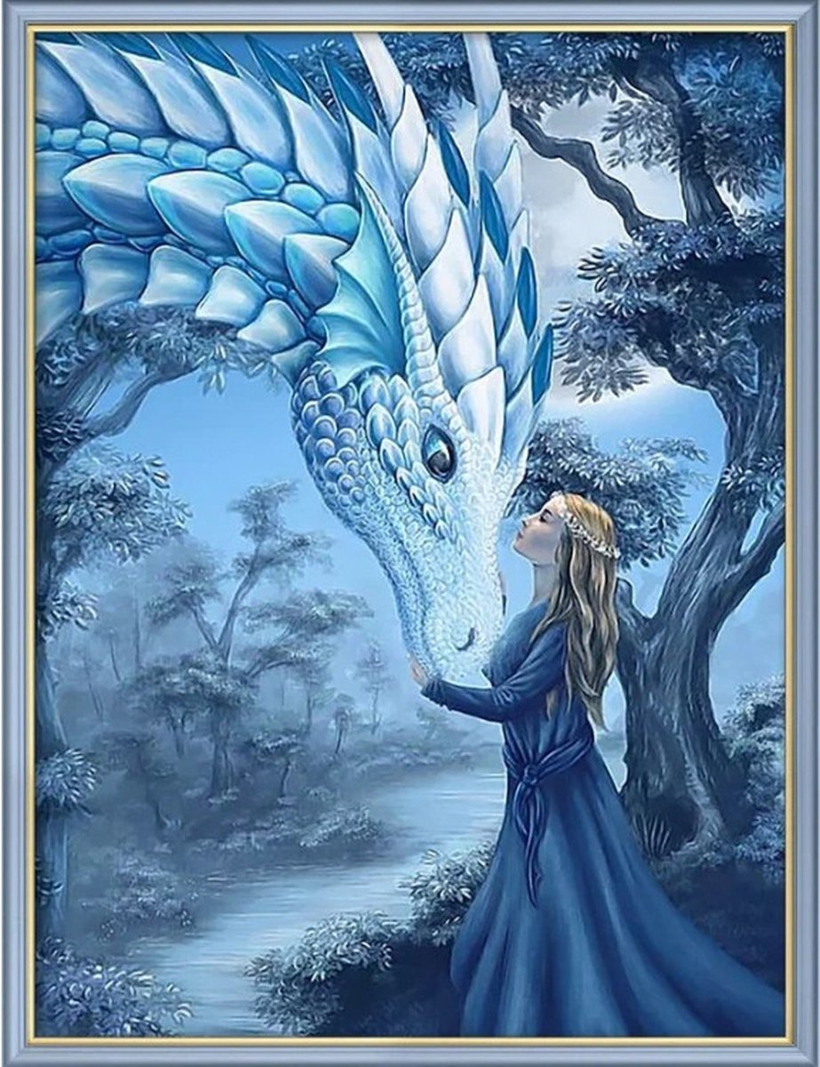 Diamond Painting The Girl and the Dragon 30x40 cm  vierkante steentjes