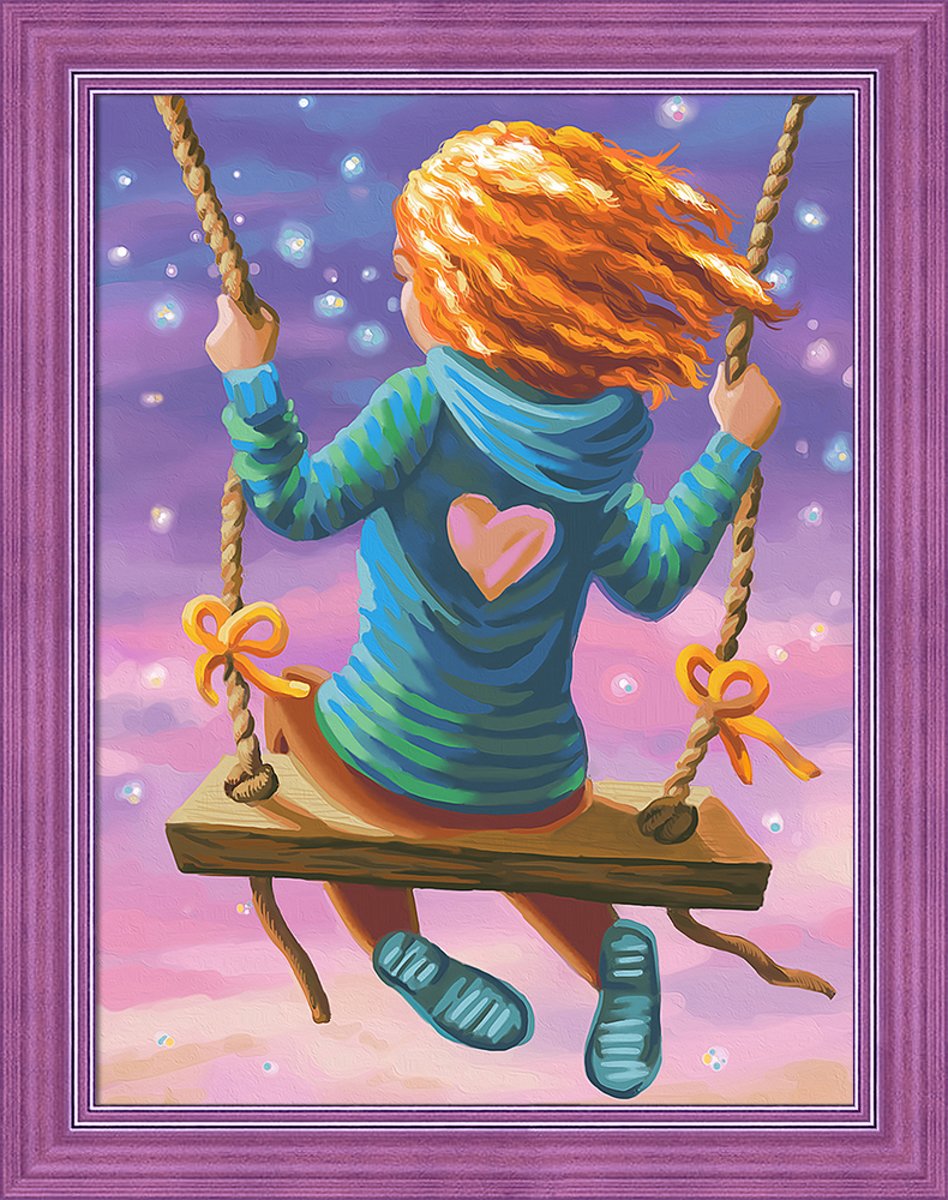 Diamond painting Meisje op de schommel  40 x 30 cm