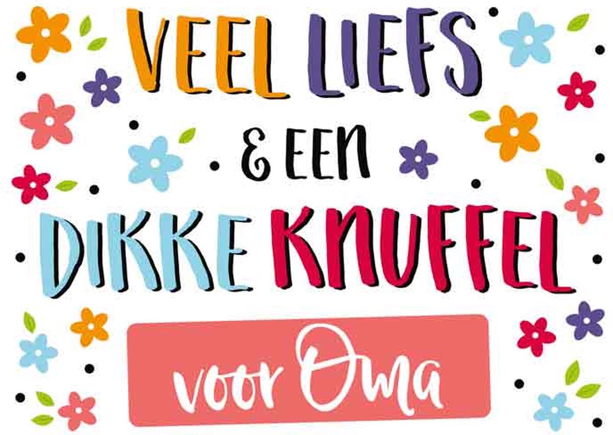 Wenskaart een dikke knuffel voor oma