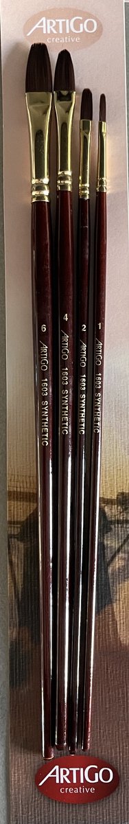 Penseelset 6 Artigo 1603 serie Kattentong Synthetisch Nummer 1 -2- 4 -6