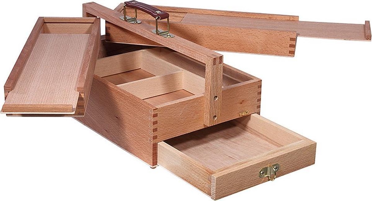     - Kist voor Gebruiksvoorwerpen - Houten Schilderkoffer met 4 Opbergvakken Vannes