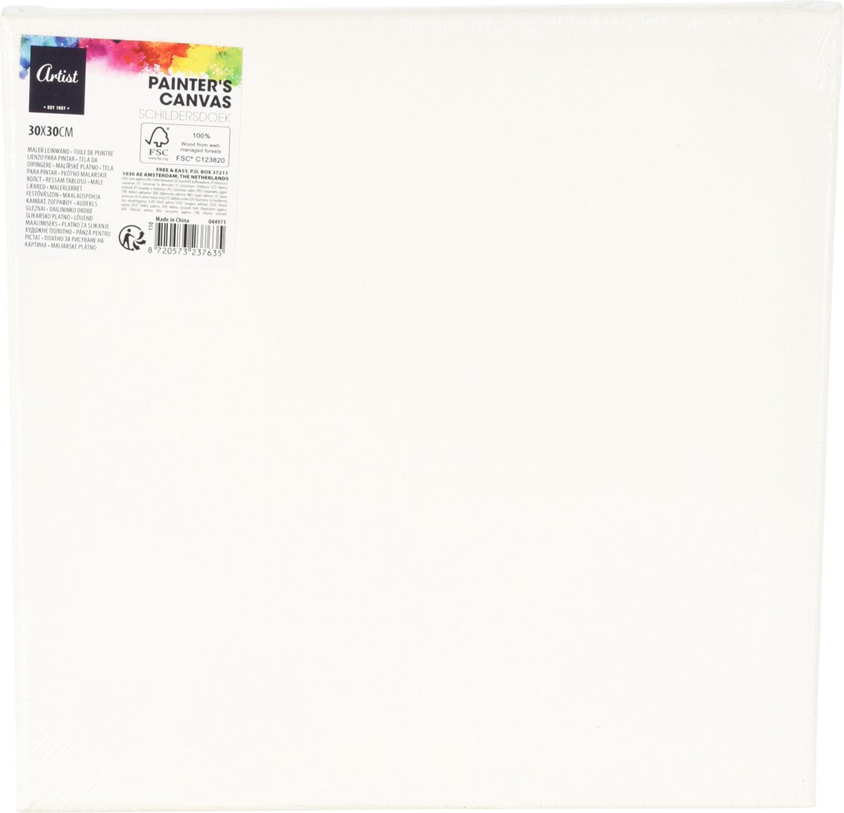 Canvas schilderij doek/paneel - schilderdoeken/verfdoeken - wit - 30 x 30 cm