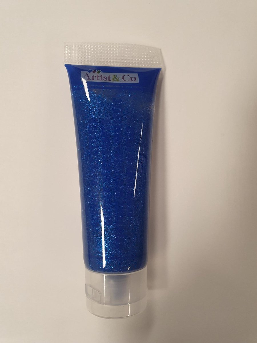 glitterverf blauw  artist&co 75 ml