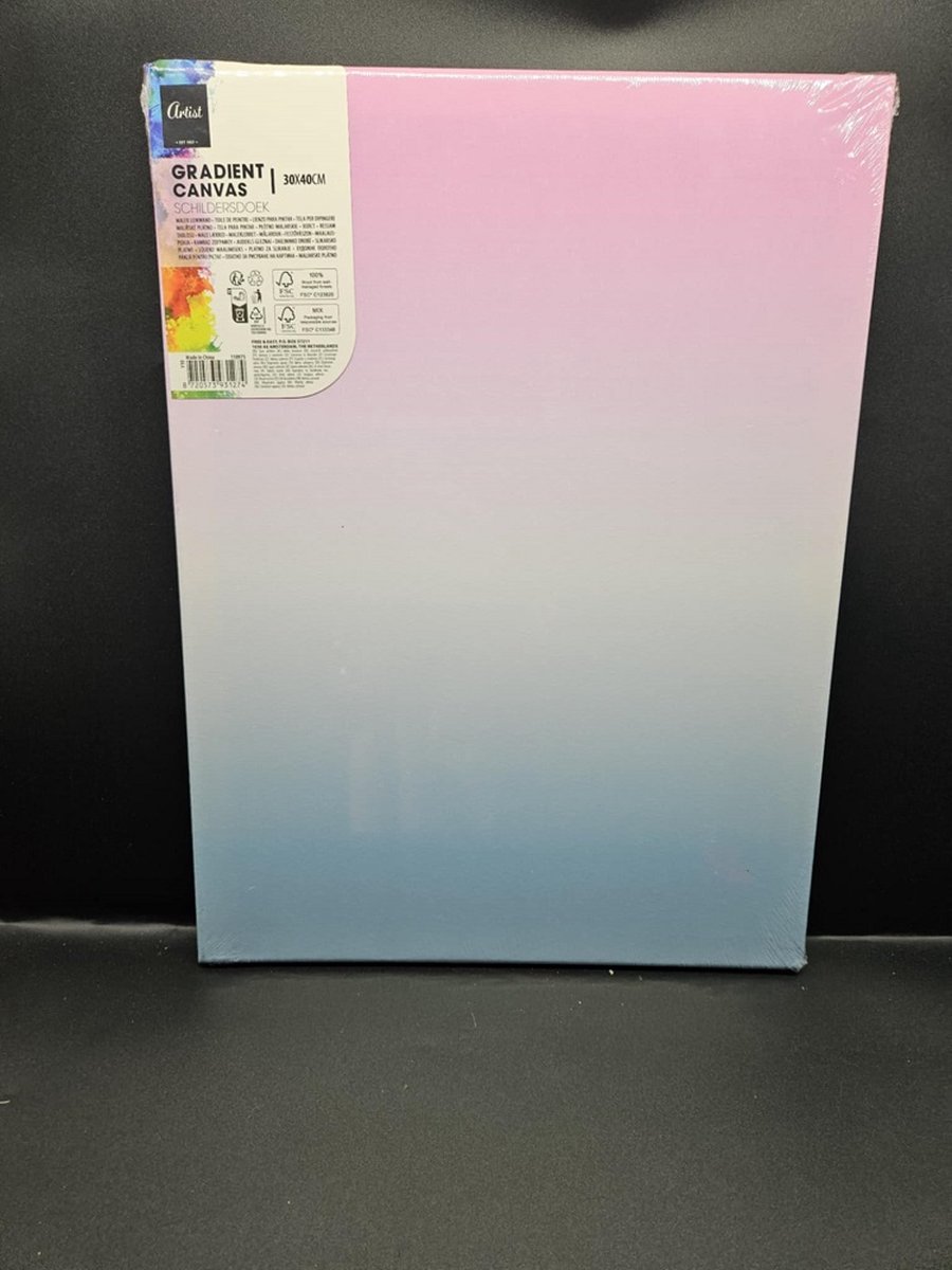 Canvas - achtergrond van roos naar blauw - om te schilderen - Artist - 30 x 40 cm